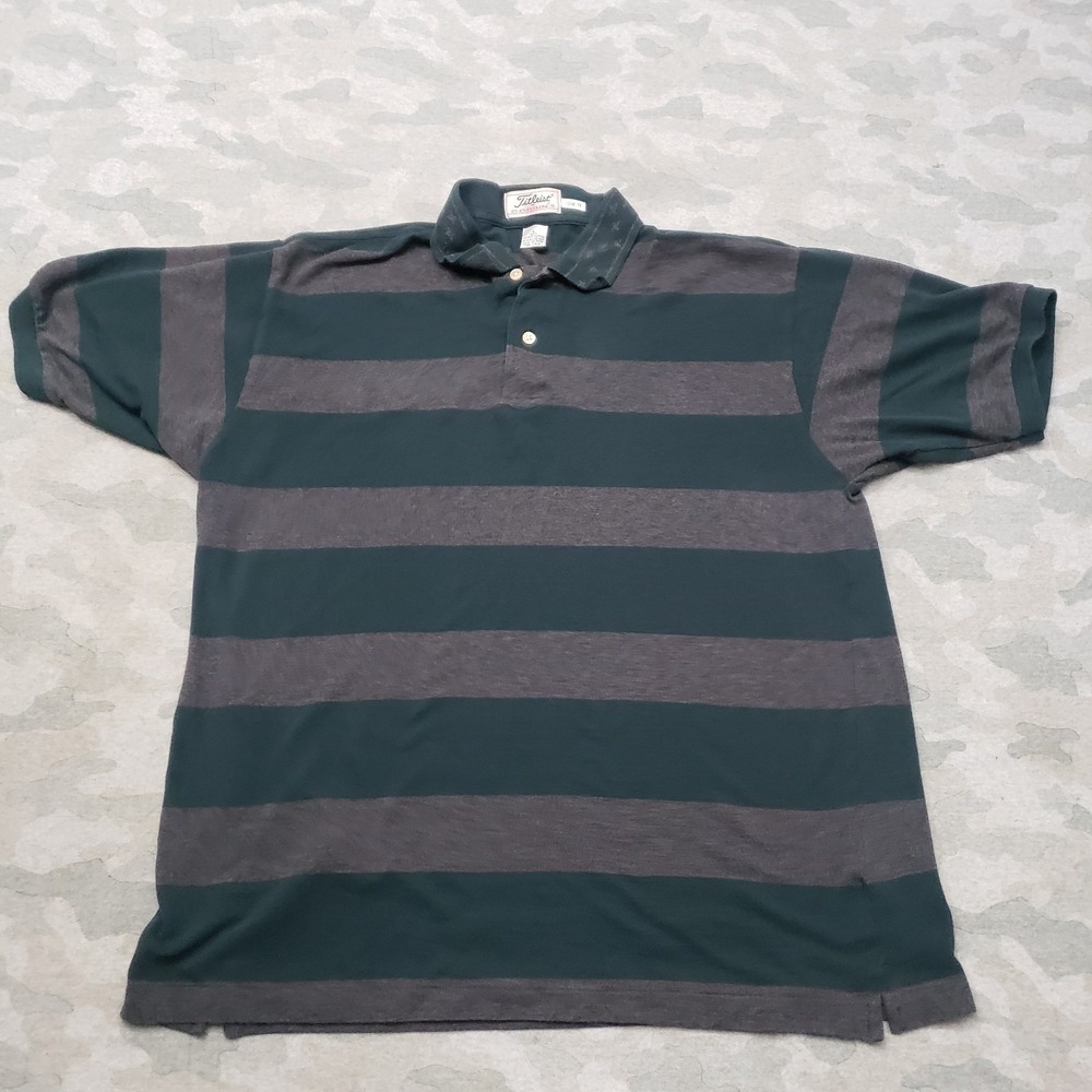 VTG Titleist By Corbin Polo Shirt Mens Large Gray Short Sleeve Golf Preppy